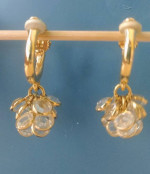Swarovski Crystal Earrings Cluster Bezel Clip On Gold Tone Vintage