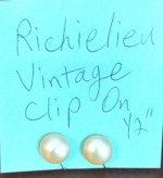 Vintage Richielieu Faux Pearl Clip On Earrings