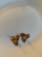 tri gold leaf earrings