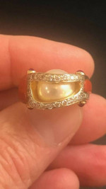 RANDY POLK 18k Pearl ring with Diamonds Rubies, Coral - w/ Appraisal