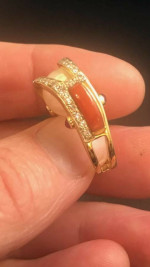 RANDY POLK 18k Pearl ring with Diamonds Rubies, Coral - w/ Appraisal