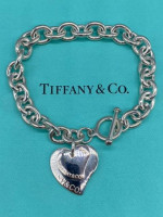 Tiffany & Co Heart Tag Toggle Silver 925 Bracelet 7.5”
