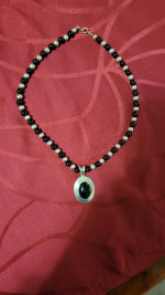 Black onyx and sterling silver necklace