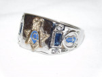MASTER MASON FREEMASON MASONIC RING ~ SIZE 9 ~ MASTER MASON RING TOPAZ