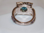 ORNATE LADIES RED & BLUE TOPAZ RING ~ COSTUME JEWELRY SIZE 6.5