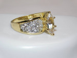 LADIES ART DECO WHITE TOPAZ COSTUME JEWELRY RING ~ SIZE 8
