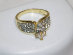 LADIES ART DECO WHITE TOPAZ COSTUME JEWELRY RING ~ SIZE 8
