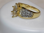 LADIES ART DECO WHITE TOPAZ COSTUME JEWELRY RING ~ SIZE 8