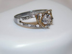 LADIES ORNATE WHITE TOPAZ HEART COSTUME JEWELRY RING ~  SIZE 6.5