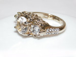 STUNNING LADIES ART DECO WHITE TOPAZ COSTUME JEWELRY RING ~ SIZE 6