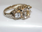 STUNNING LADIES ART DECO WHITE TOPAZ COSTUME JEWELRY RING ~ SIZE 6