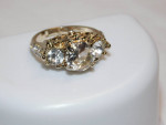 STUNNING LADIES ART DECO WHITE TOPAZ COSTUME JEWELRY RING ~ SIZE 6