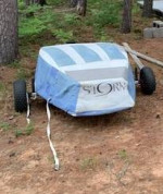 McLaughlin Optimist (Opti) Sailboat with aluminum dolly.