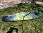 Kayak, with dolly and paddle