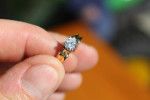Sz size 7-8 wedding ring 18 kt gold filled ring w/ bright fake diamond