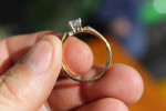 Sz size 7-8 wedding ring 18 kt gold filled ring w/ bright fake diamond