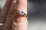 Sz size 7-8 wedding ring 18 kt gold filled ring w/ bright fake diamond