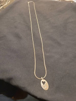 Estate Sterling Silver 30 Inch Snake Chain with Cute Heart Charm