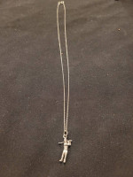 Estate Sterling Silver Golfer Charm on 18 in. Round Link Chain