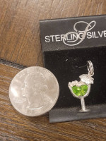 NEW Sterling Silver Margarita / Mixed Drink Charm Necklace or Bracelet