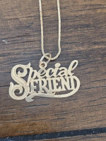 Estate 14k "Special Friend" Charm on 14k 15.5 in. Fancy Flat Chain