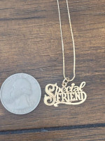 Estate 14k "Special Friend" Charm on 14k 15.5 in. Fancy Flat Chain