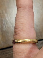 Estate 18k Yellow Gold Ruby Ring / Wedding Band. Size 7.75