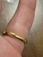 Estate 18k Yellow Gold Ruby Ring / Wedding Band. Size 7.75