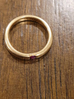 Estate 18k Yellow Gold Ruby Ring / Wedding Band. Size 7.75