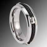 King's Will 8MM Tungsten Carbide Men Elegant Blue Ring Wedding Band