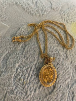 NEW gift 14K PENDANT NECKLACE WITH 22K UNREFINED GOLD FLAKES