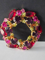 Multicolored brooch and clip on earrings