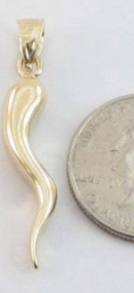 14K Solid Yellow Gold Italian Horn Charm