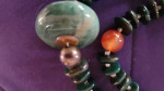 "VINTAGE" JADE, CORAL, STERLING SILVER BEADED STATEMENT NECKLACE