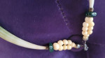 "VINTAGE" JADE, CORAL, STERLING SILVER BEADED STATEMENT NECKLACE