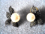 Silver Marcasite & Pearl Earrings by JUDITH JACK