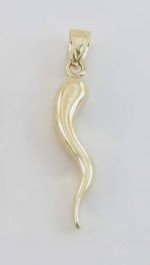 14K Solid Yellow Gold Italian Horn Charm