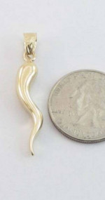 14K Solid Yellow Gold Italian Horn Charm