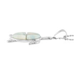 Blue Quartz Turtle Pendant Necklace 18 Inches in Silvertone 10.35 ctw