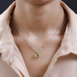 Ouro Verde Quartz & White Zircon Necklace 18" 4.10 ctw