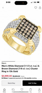 gold ring 78 diamonds white brown watch chain necklace cross 14kt 10kt