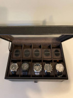 Leather-wrapped Watch / Jewelry Box (Unisex)