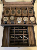 Leather-wrapped Watch / Jewelry Box (Unisex)