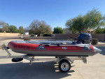 Achilles SGX-132 Inflatable Sport Boat, Yamaha 25hp Four Stroke, and T