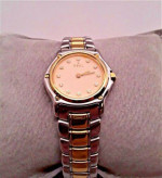 EBEL LADIES 1911 WITH 18K BEZEL, STAINLESS AND DIAMOND MARKERS