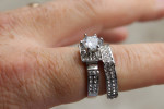 Sz size 10 platinum looking fake diamond wedding ring set