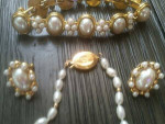 fashion jewelry: faux pearl bracelet, necklace,pierced earrings