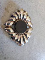 Onyx and sterling silver broach pin