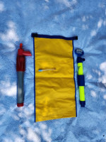 Sea kayak paddle rescue float.