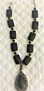 Barse Sterling and Onyx Necklace